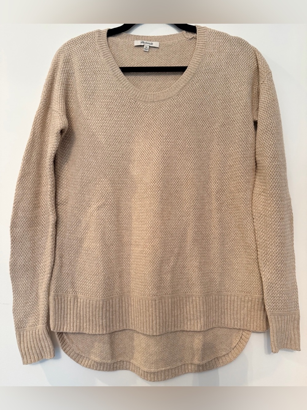 Madewell Waffle Knit High Low Pullover Scoopneck Sweater Size XS